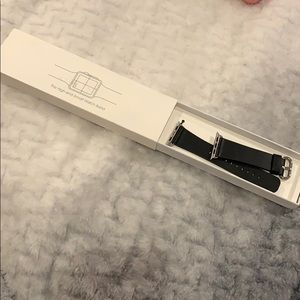 Black leather and silver buckle Apple Watch band